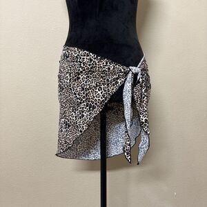 Betsey Johnson Cover Up Womens One Size Animal Print Sheer Sarong Swim Beach